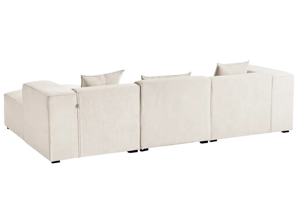 Corner Sofa 3 Seater DOLVA Corduroy Off-White Left Hand_863068