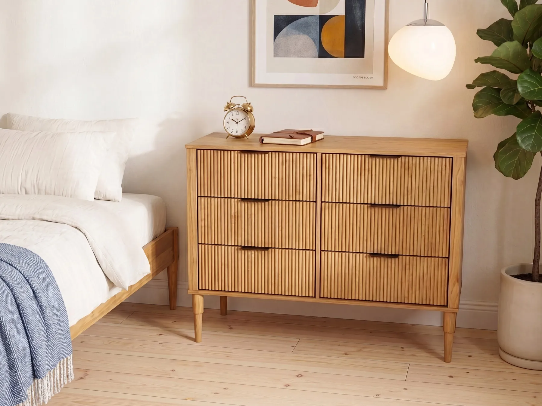 6 Drawer Chest TAURIAC Pine Wood Light Brown_1099265