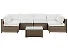 Garden Corner Sofa with Table 6 Seater BELVEDERE PE Rattan White