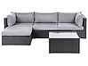 Garten Ecksofa mit Tisch 4-Sitzer SANO Polyrattan Schwarz rechtsseitig