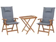 Bistro Set inkl. Kissen klappbar JAVA Akazienholz Blau_788418