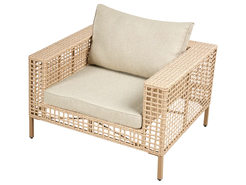 Lounge Set mit Tisch 4-Sitzer CALASETTA Polyrattan Beige rechtsseitig_999242