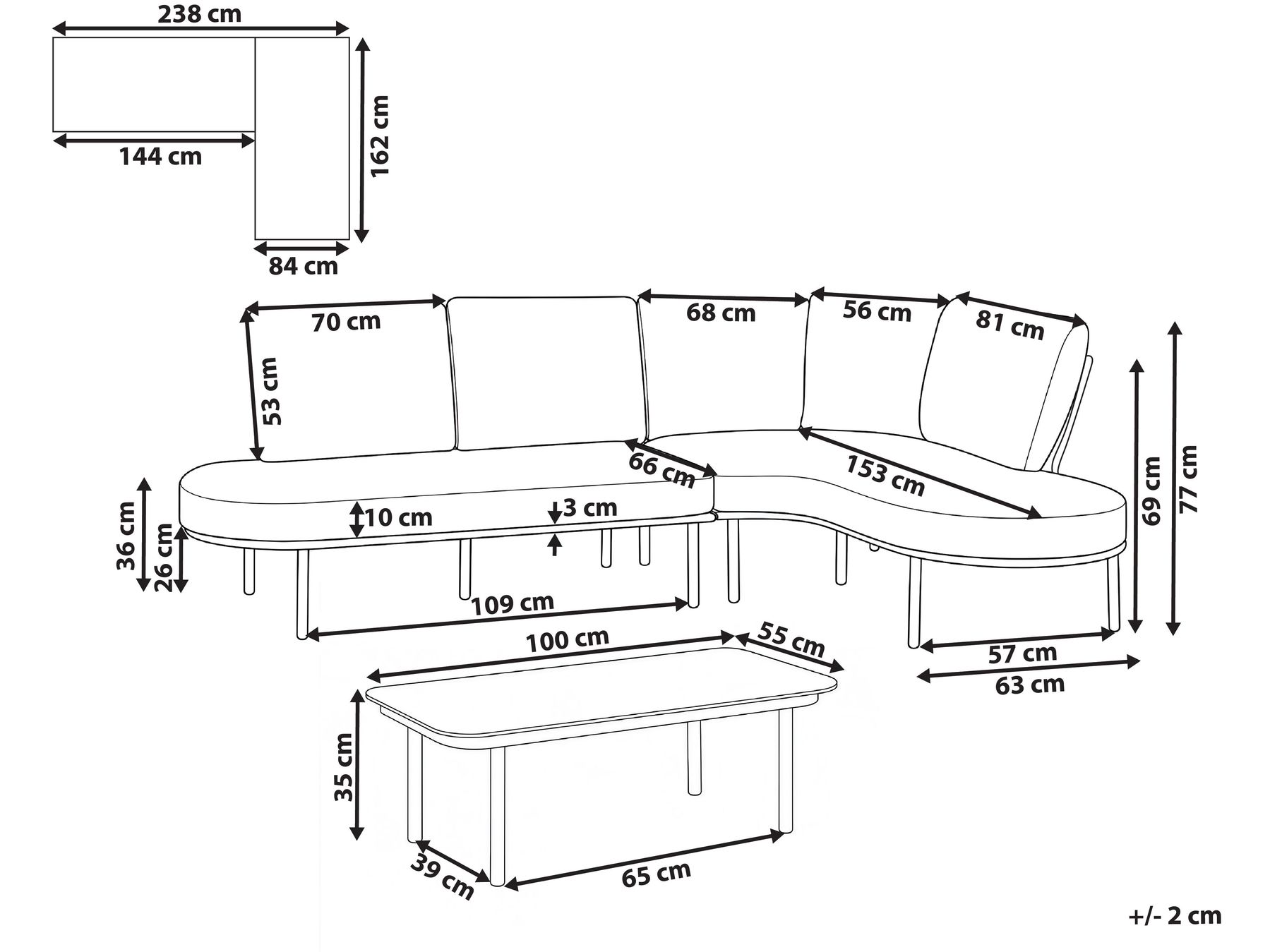 Gartensofa mit Tisch 4-Sitzer POLLINA Metall Braun_1078999