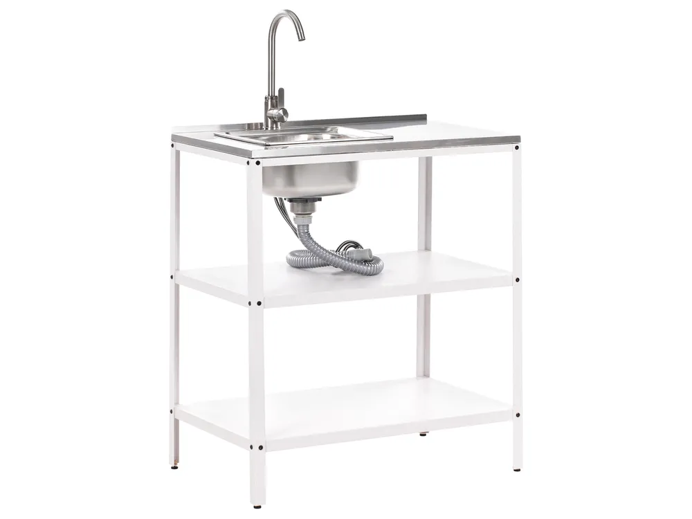 Outdoor-Küche 3er Set mit Spüle VILAMA Weiß Metall_974127