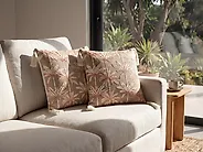 Dekokissen MELOBESIA 45 x 45 cm Baumwolle Beige Pflanzenmuster_1187921