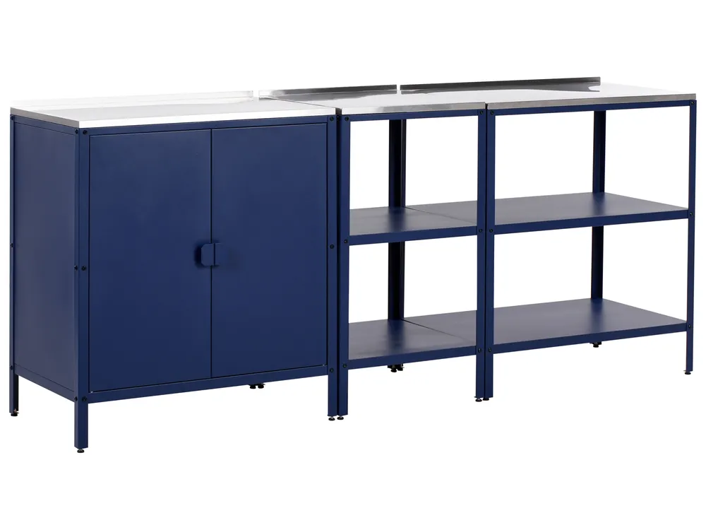 Outdoor-Küche 3er Set VILAMA Blau Metall