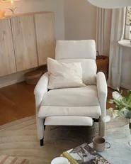 Recliner Chair SELVIK with Footrest Fabric Off-White_1052532