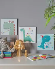 Leinwand 3er Set BINGUI 30 x 30 cm Kindermotiv Bunt_819314