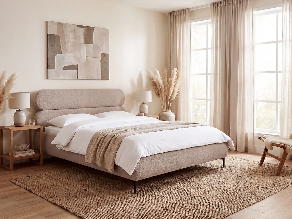Bed Boucle LESSAY 180 x 200 cm (EU Super King) Taupe