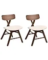 Esszimmerstuhl 2er Set LELAND Holz Braun / Cremeweiß