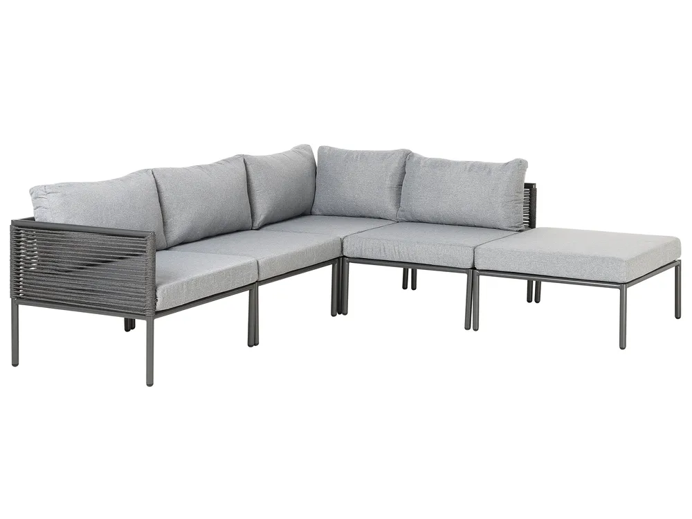 Garten Ecksofa mit Tisch 6-Sitzer FORANO Metall Grau_811012