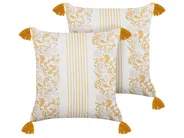 Dekokissen 2er Set BILOBA 45 x 45 cm Baumwolle Gelb Blumenmuster_838602