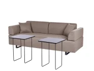 Sofa 3 Seater SOKNA with Tables Fabric Taupe_952889