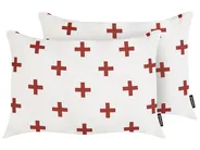 Dekokissen 2er Set VELLEIA 50 x 35 cm Baumwolle Weiß Geometrisches Muster_940104