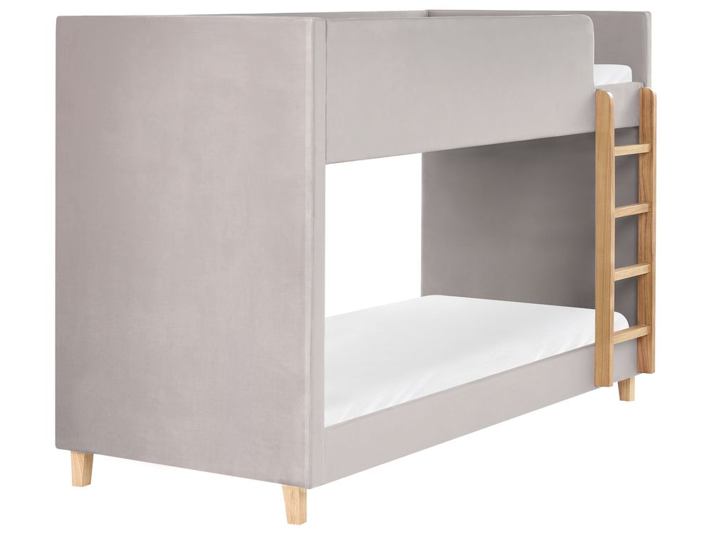 Hochbett Samtstoff CHOCQUES 90 x 200 cm Hellgrau