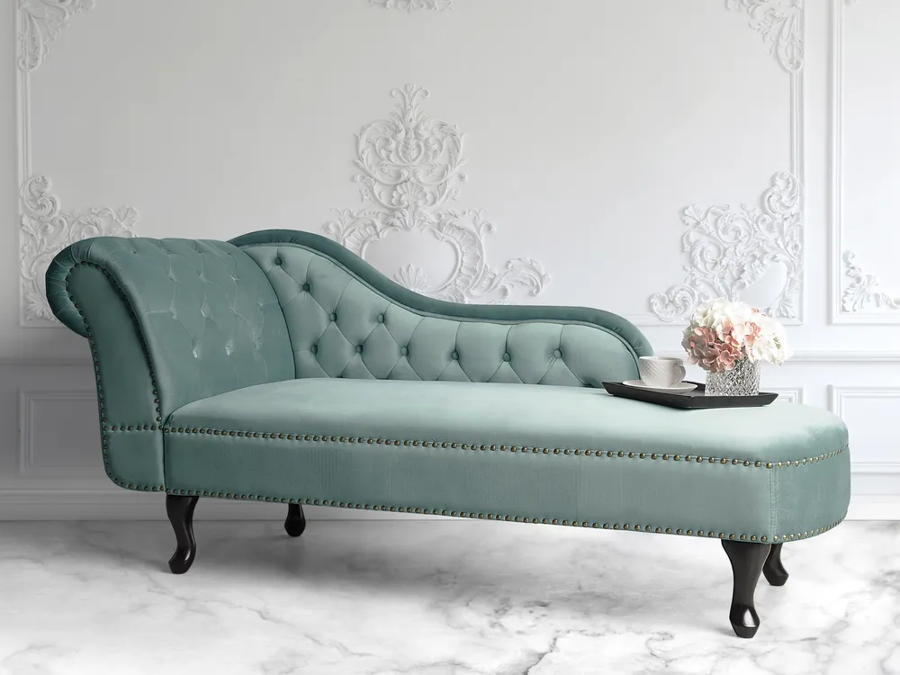 Left-Hand Chaise Longue NIMES Velvet Mint Green