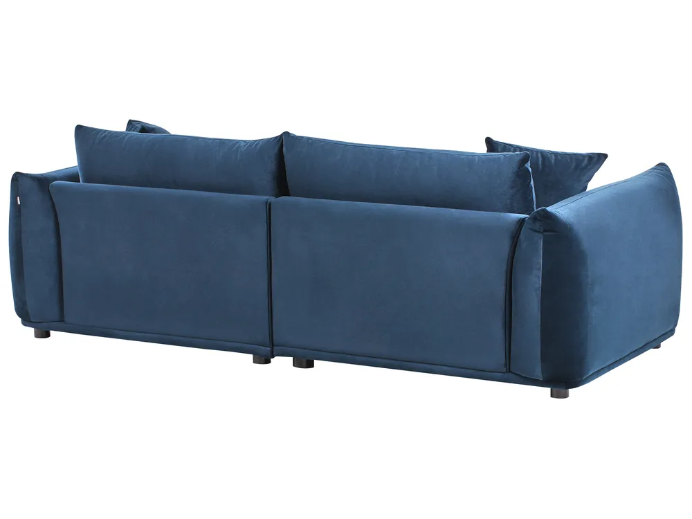 Bank 3-zits LUVOS Fluweel Donkerblauw_970582