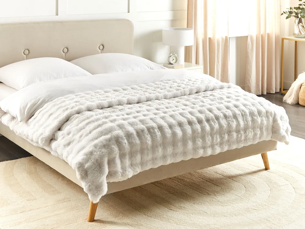 Kuscheldecke SALKA Webpelz 200 x 220 cm Weiß