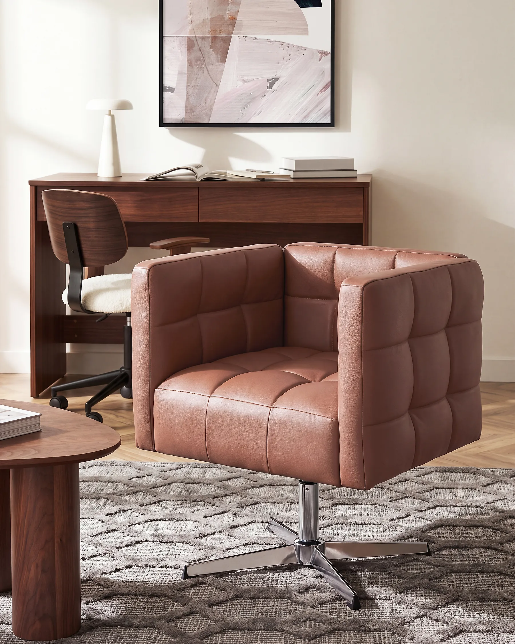 Draaifauteuil LEVANGER Kunstleer Bruin_1164523