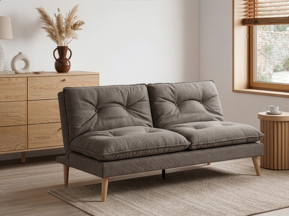 Sofa Bed 3 Seater YILA Fabric Brown