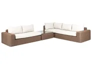 Garten Ecksofa mit Ottomane 6-Sitzer PALERMO modular Polyrattan Braun_929230