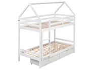 Hochbett mit Schubladen TERNAS Kiefernholz Weiß 90 x 200 cm mit Stauraum_988835