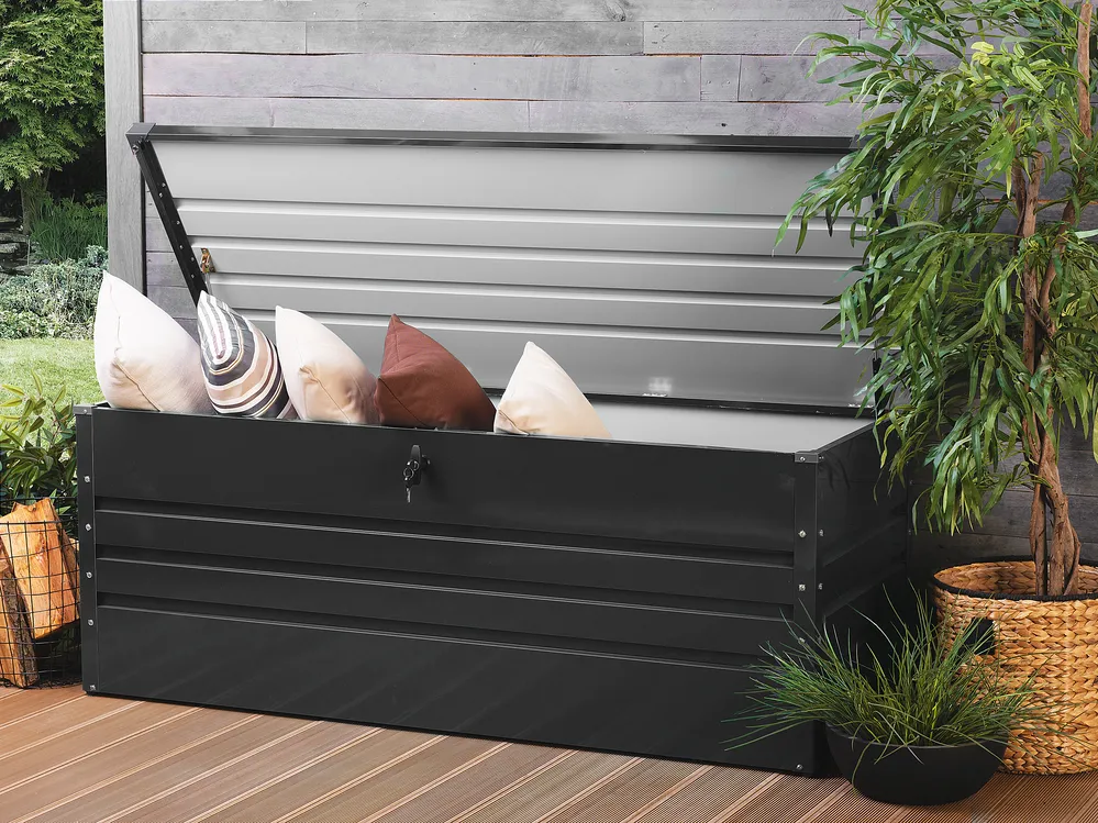 Storage Box CEBROSA 165 cm 70 cm Metal Graphite Grey