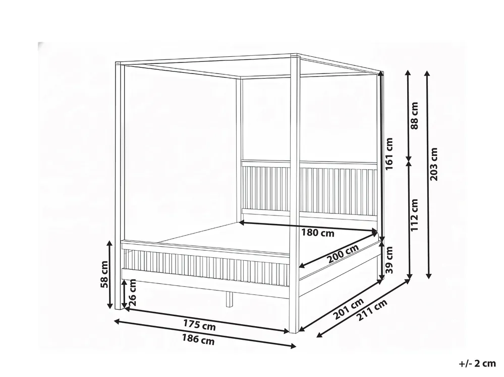 Himmelbett Holz HARFLEUR 180 x 200 cm Hellbraun_1023290