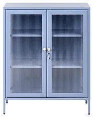 Vitrine mit Glastüren HARLYN  90 cm Metall Blau_1160854