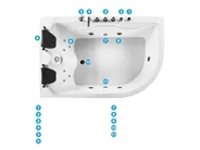Kotna masažna kad z osvetlitvijo LED CALAMA 180 x 120 cm Bela Desno_781607