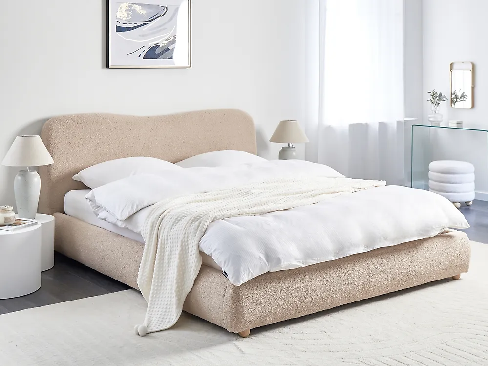 Bett mit Stauraum BLAGNAC Bouclé Beige 180 x 200 cm_1172504