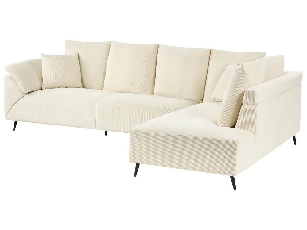 Ecksofa 4-Sitzer LUNNER Cord Hellbeige linksseitig_945674
