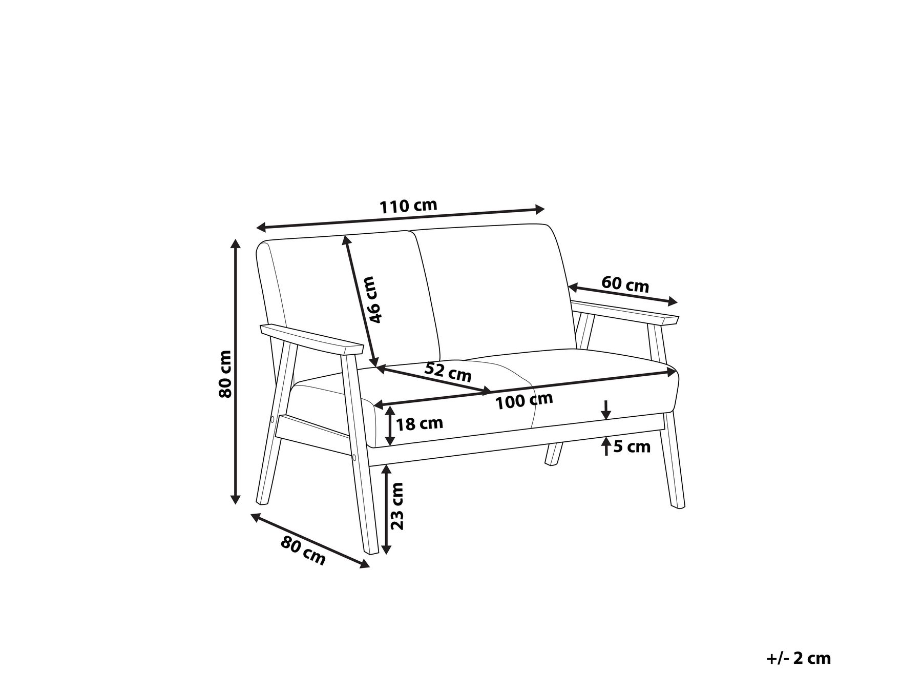Sofa 2-Sitzer ASNES Stoff Braun_786895