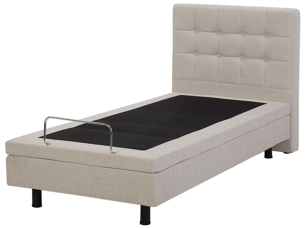Bett verstellbar Stoff DUKE 90 x 200 cm Beige_734468