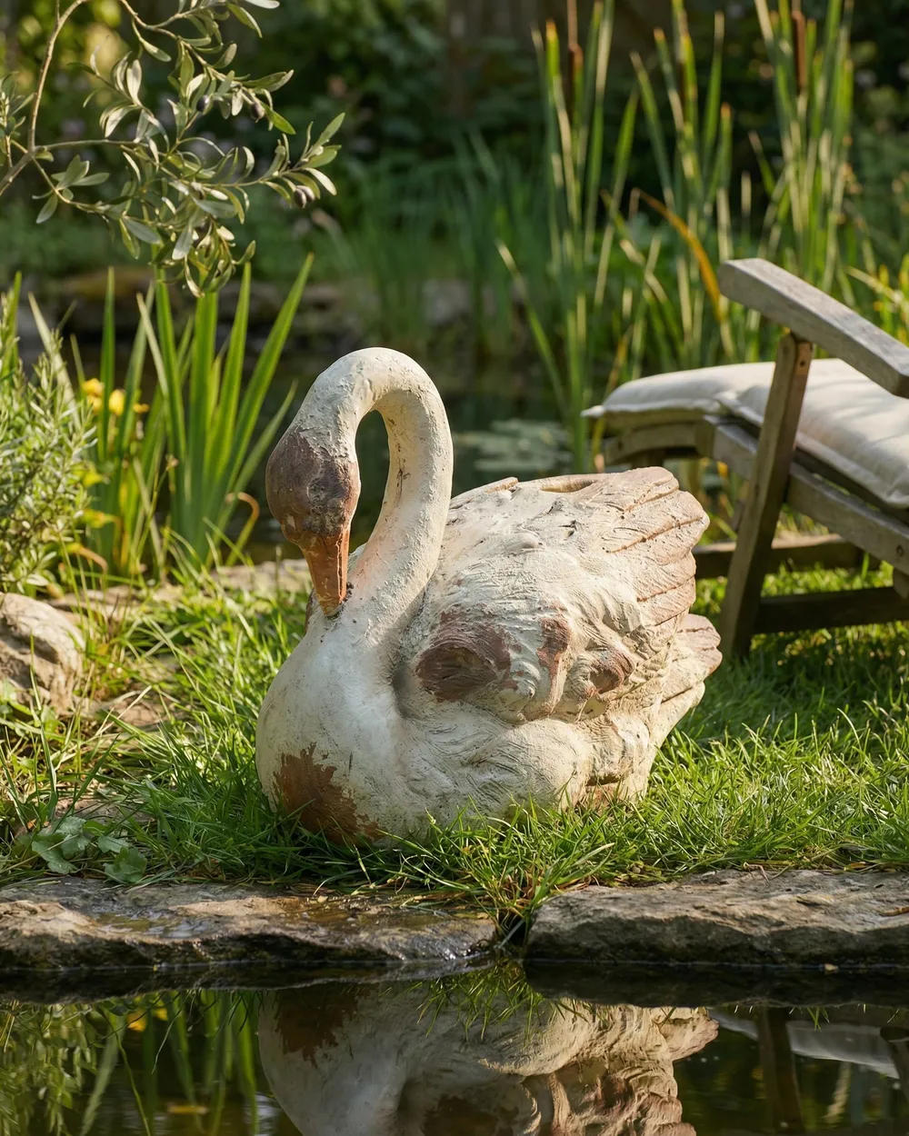 Gartenskulptur PACIANO Schwan Beige