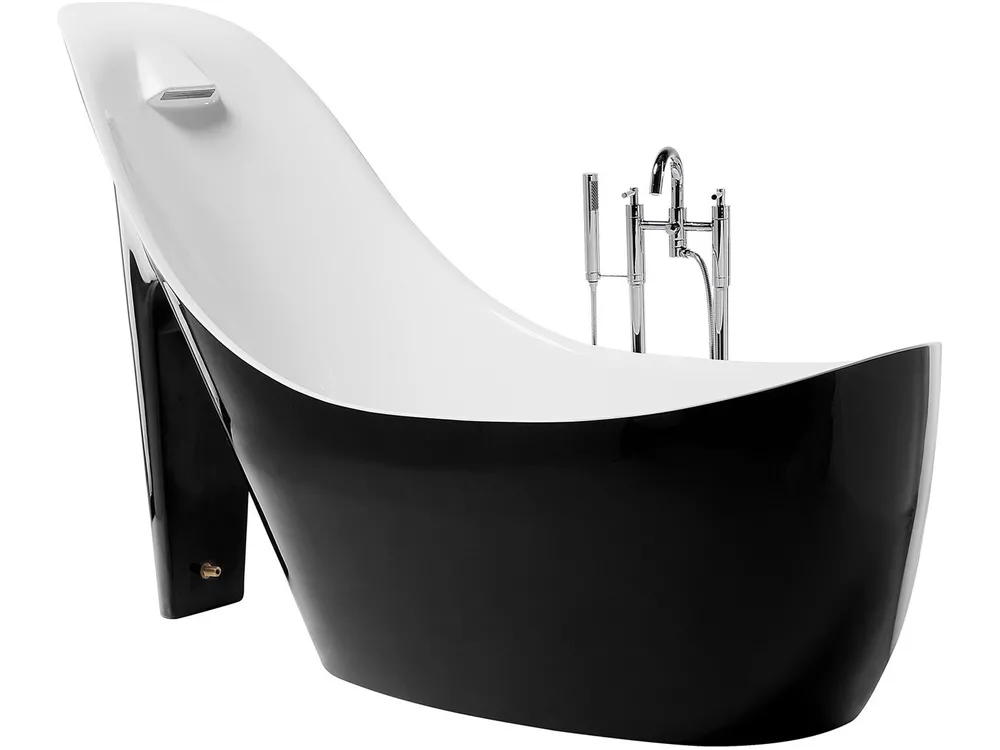 Freistehende Badewanne COCO 180 x 80 cm Schwarz / Weiß_717601