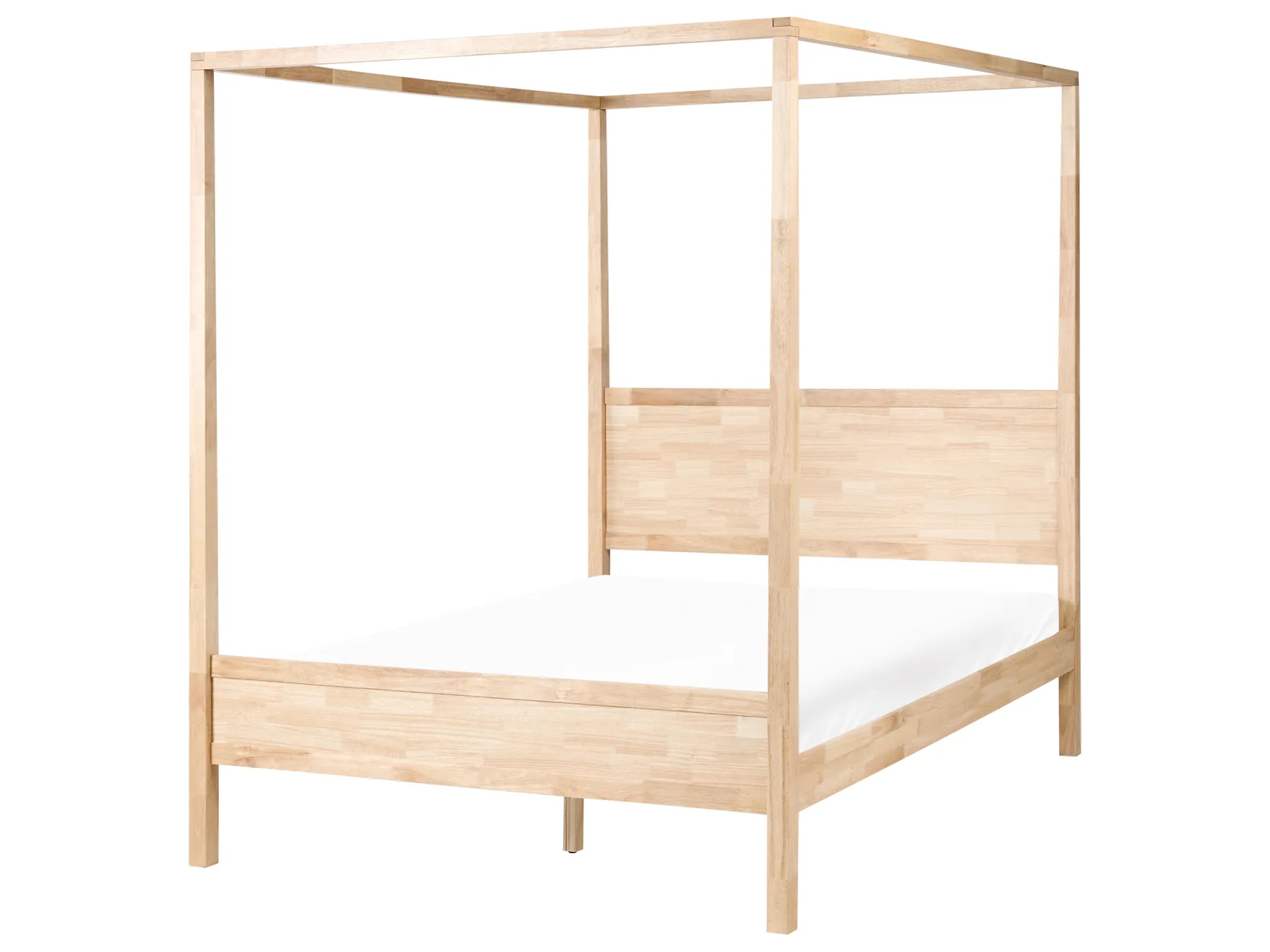 Four Poster Bed Wood HAUTERIVES 160 x 200 cm (EU King Size) Light Brown_1023131