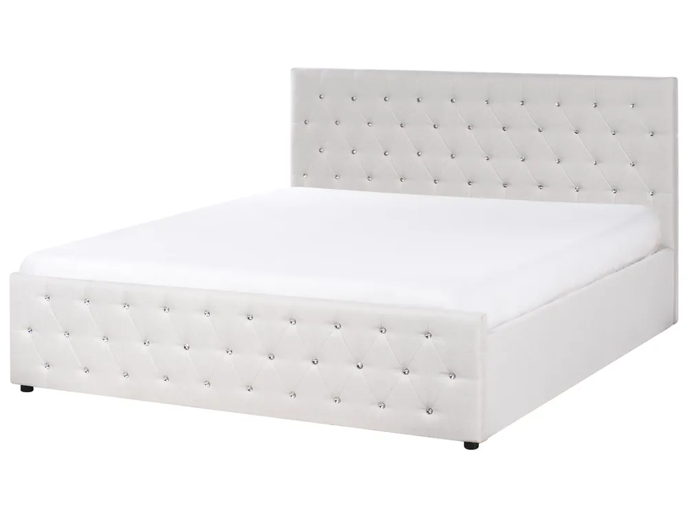 Bett mit Stauraum AMIENS Stoff Beige 180 x 200 cm_976108