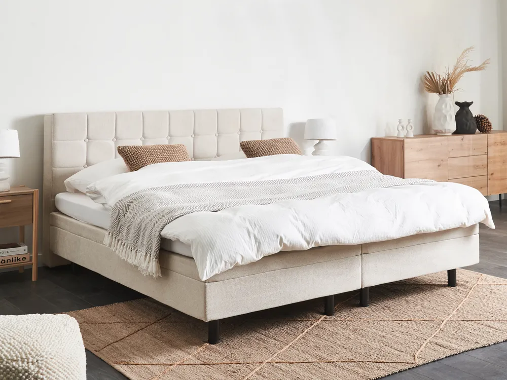 Bett verstellbar Stoff DUKE 180 x 200 cm Hellbeige