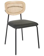 Set of 2 Dining Chairs MAYETTA Rattan Dark Green_931865