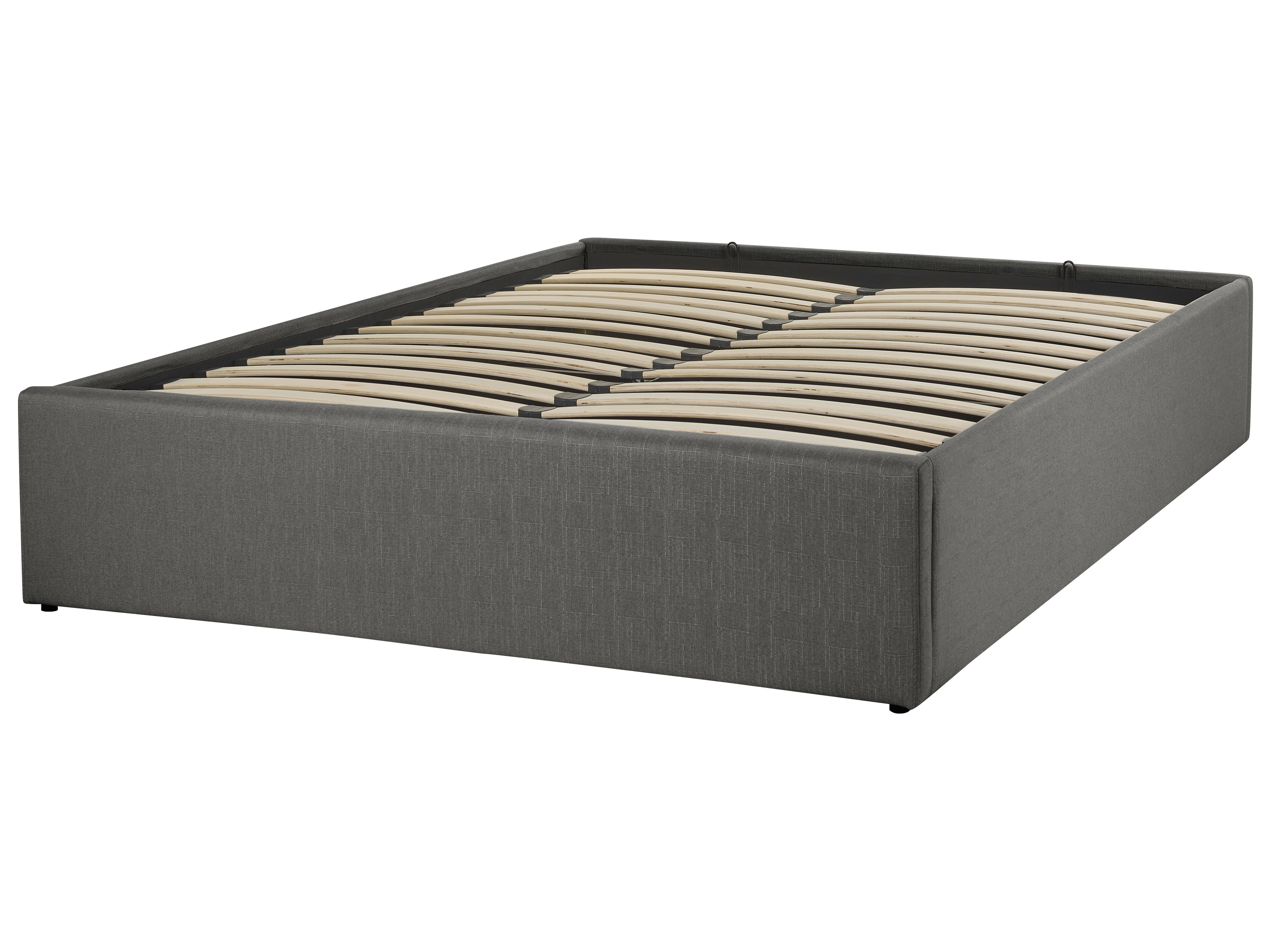 Ottoman Bed without Headboard DINAN Fabric Dark Grey 120 x 200 cm (EU Small Double)_1187445