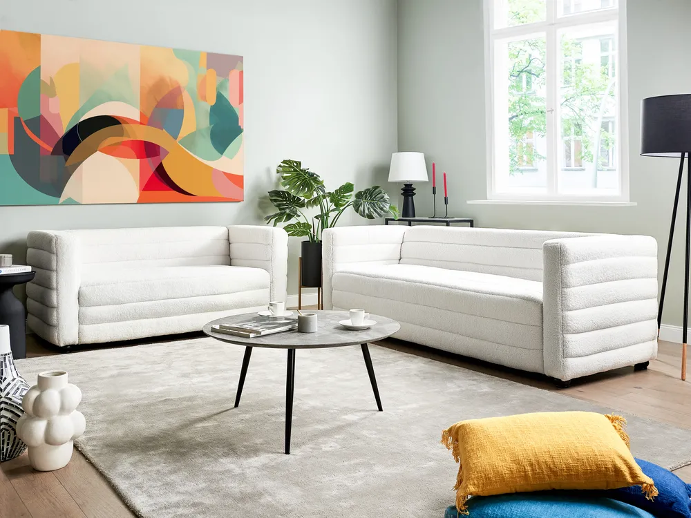 Sofa 3-Sitzer HOFN Bouclé Cremeweiß_917443