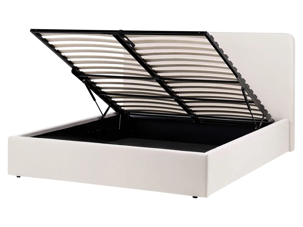 Ottoman Bed Fabric Light Beige BRENON Various Sizes