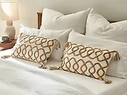 Set of 2 Decorative Cushions INCANA 30 x 50 cm Cotton Beige Geometric Pattern_1180212