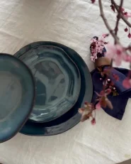 Tafelservice 16-teilig HAWTHORN Steinzeug Blau_997589