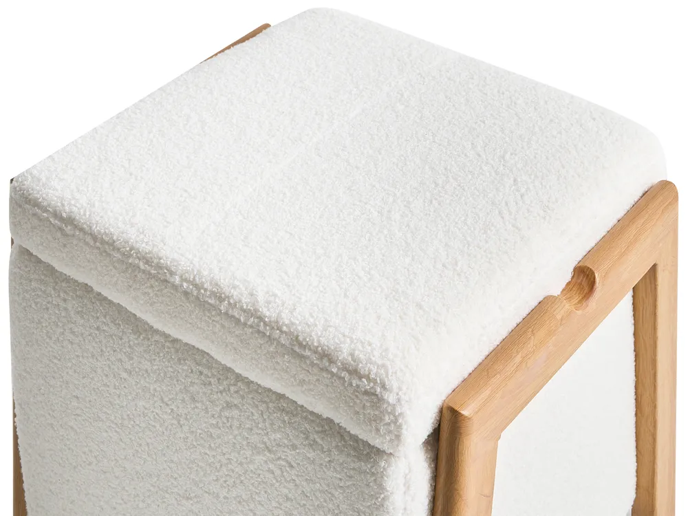 Pouf mit Stauraum EDLAND Bouclé 45 cm Weiß_1040595