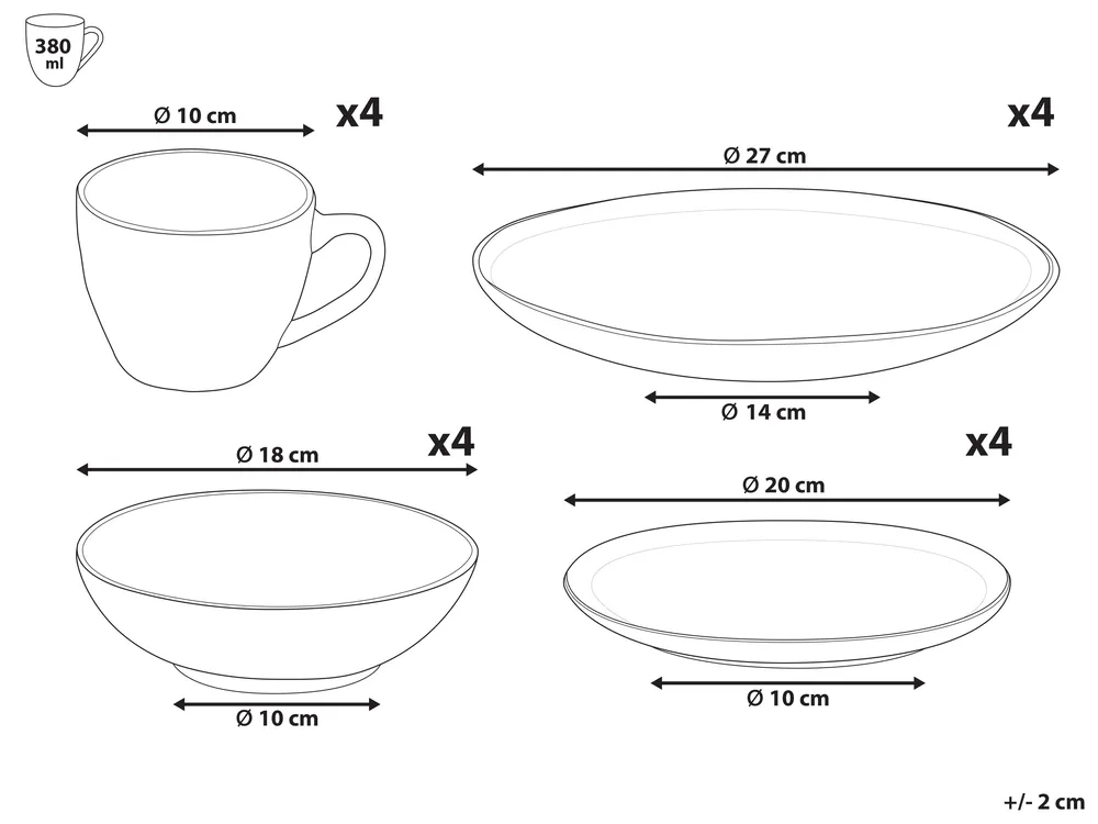 Set of 16 Dinnerware SESAME Stoneware Light Grey_863144