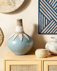 Decorative Vase SILAU 43 cm Ceramic Blue_849766