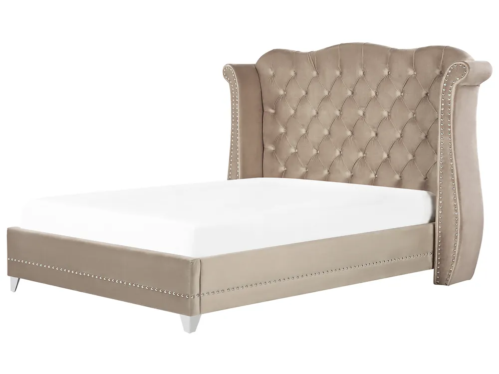 Bett mit Lattenrost Samtstoff AYETTE 180 x 200 cm Taupe