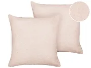 Set of 2 Decorative Cushions LEUZEA 45 x 45 cm Boucle Pastel Pink Solid_1185052